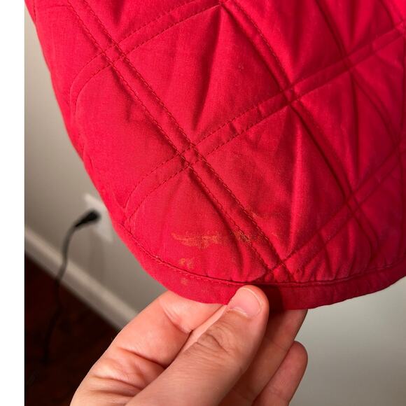 1990s LL Bean Red Paisley Quilted Barn Equestrian Old Money Chore Coat Jacket XL - Picture 6 of 10